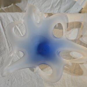 Elegant Blue and White Glass Art Piece